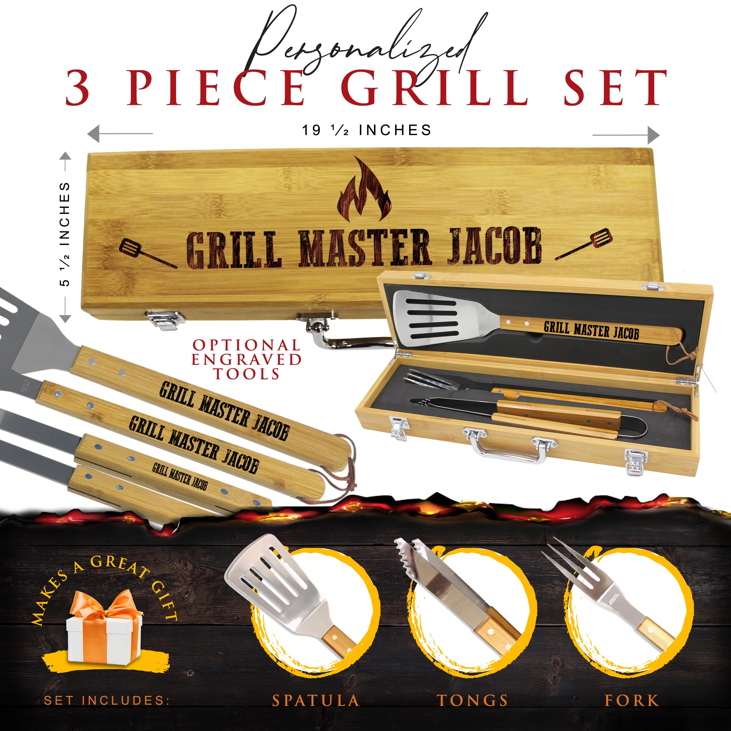 Custom Grilling Tools Custom Barbecue Set Personalized BBQ Grill Tool Set - 10pc Custom ...