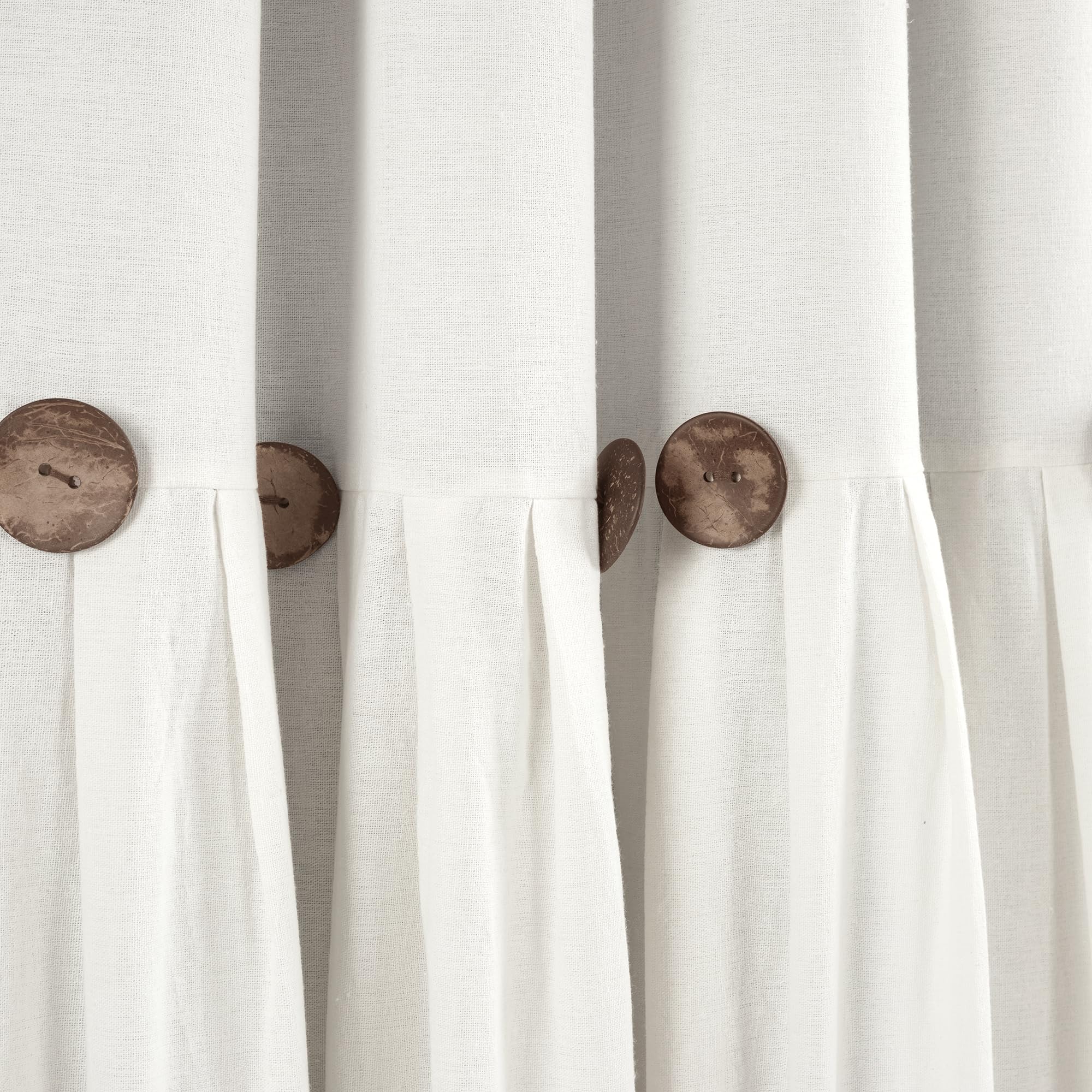 Lush Decor Linen Button 100% Lined Blackout Window Curtain Panel Off White Single 40X84, Off-white, W 40" x L 84" (1 Panels) - Image 4