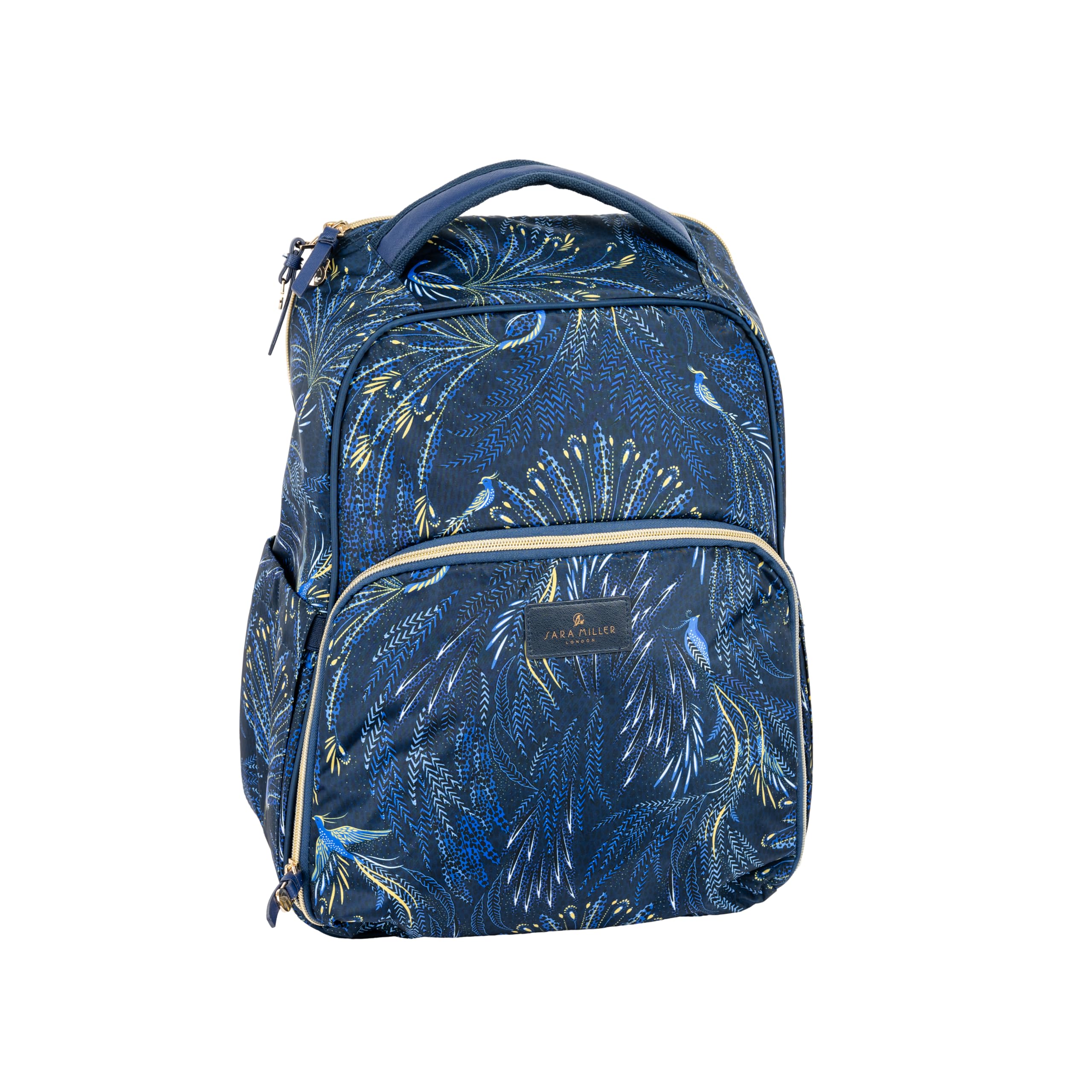Navigate Sara Miller 2 Person Insulated Picnic Backpack, Navy, Includes Plates, Wine Glasses and Sporks