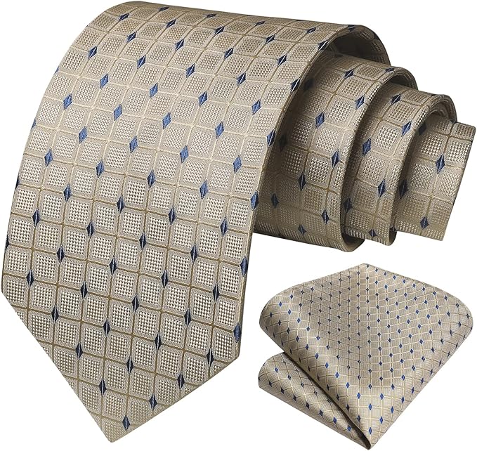 Corbata HISDERN para Hombre Cuadros Escoceses con Pañuelo miniatura 2