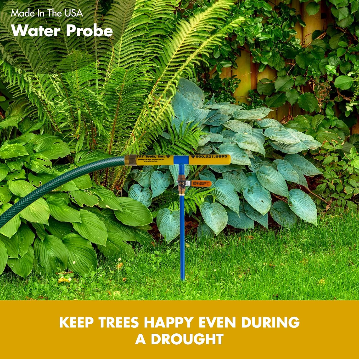 T&T Tools 60 Inch Water Probe - Steel Deep Root Irrigator for Trees - Professional Drip Irrigation Tool with Self Drilling Tip- Brass Valve -Deep Drip Watering Stakes for Efficient Deep Root Hydration