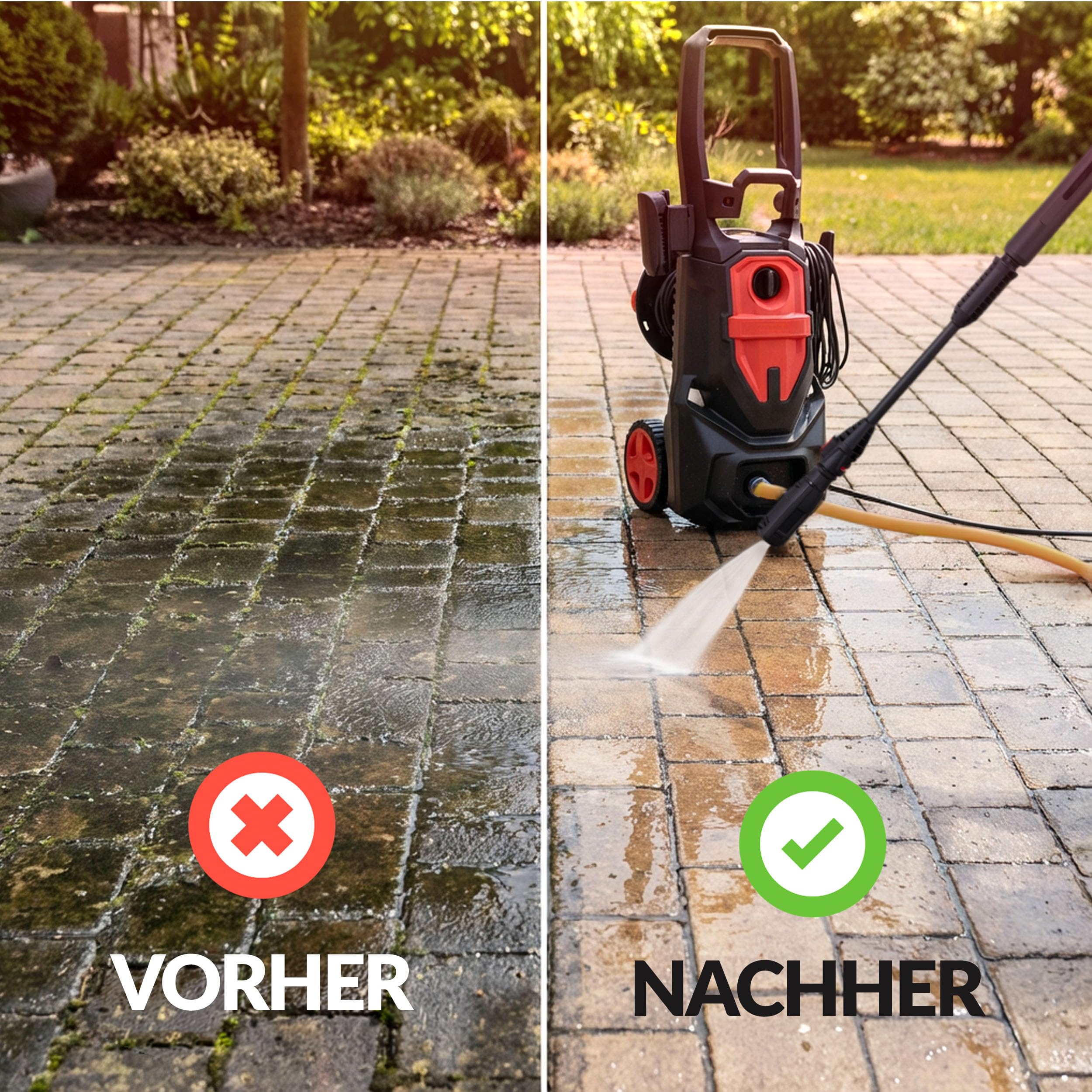 LEHMANN Austin Hochdruckreiniger mit Aluminiumpumpe, 1800 W, max. 220 bar, 450 l/h Fördermenge, 5m Schlauch, Zubehör: Turbo- & Verstelldüse & Schaumsprüher, Druckreiniger für Auto, Terrasse