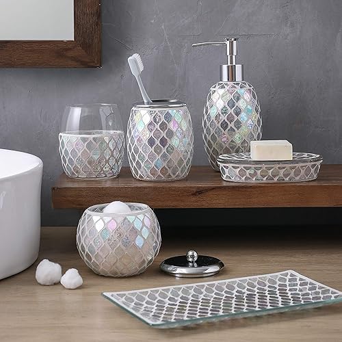 Miniatura 3 de KMWARES Conjunto de accesorios de baño de vidrio mosaico decorativo (KM-21)