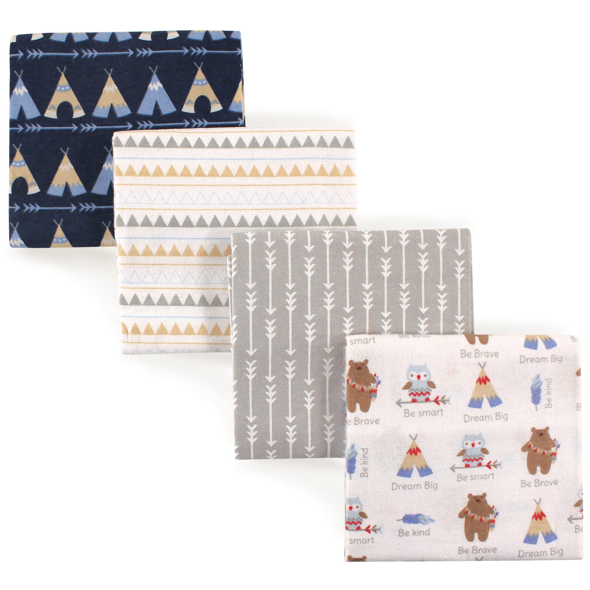 Luvable Friends 4 Piece Flannel Receiving Blanket, Unicorn, One Size