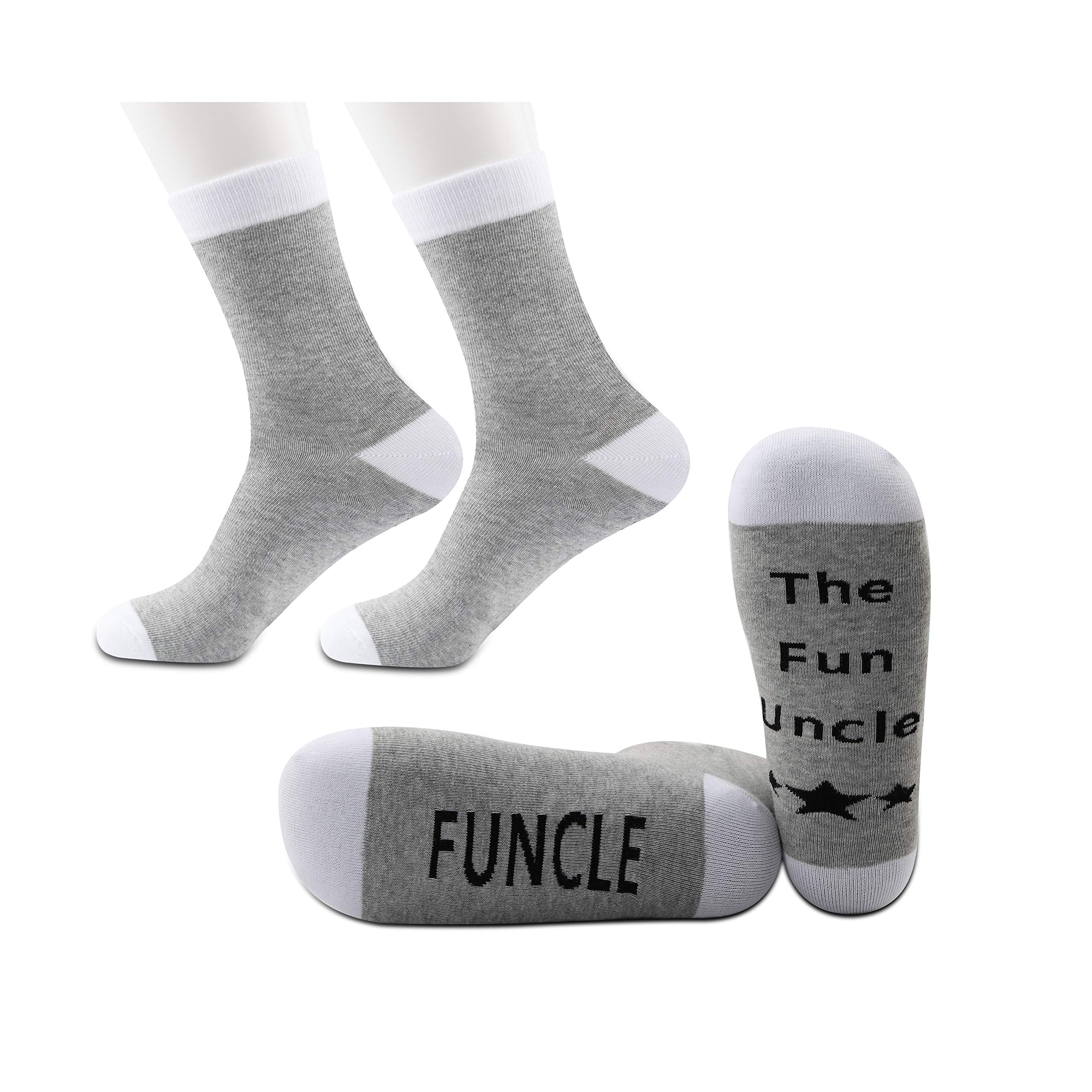 JXGZSOFunny Uncle Socks Gift Funcle Socks The Fun Uncle Socks Best Uncle Ever Gift Fathers Day Gift, Funcle Grey Long, One size