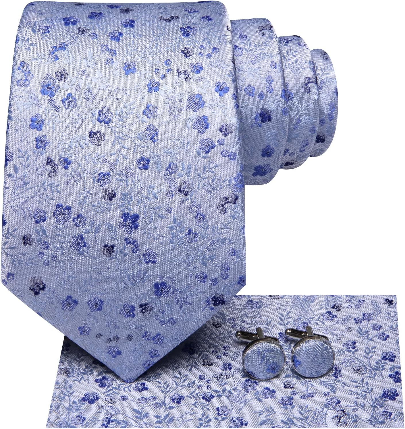 Dubulle Ties for Men Silk Mens Paisley Floral Striped Necktie and Handkerchief Cufflinks Wedding - Image 3