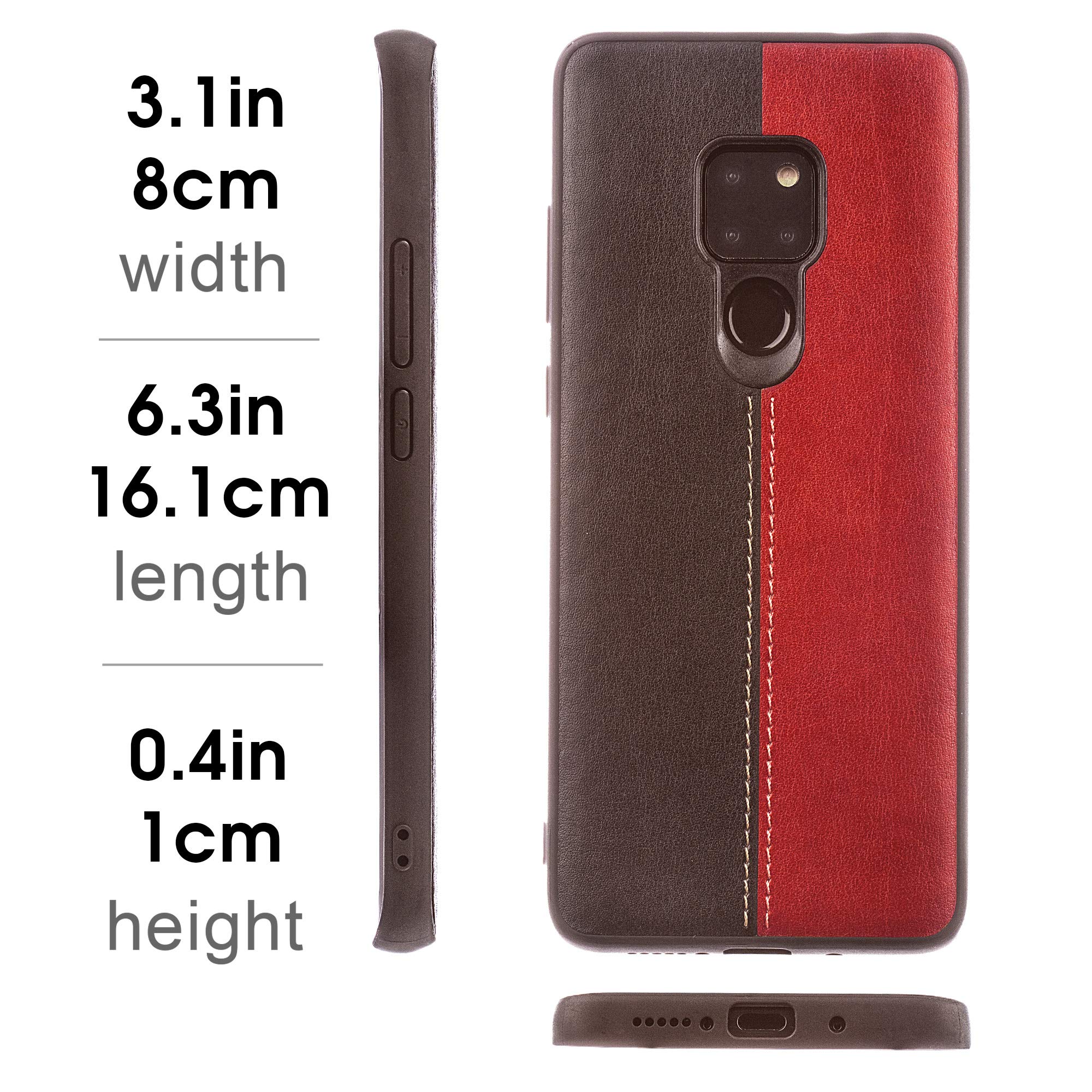 Lilware Bicolor PU Leather Phone Case Compatible with Huawei Mate 20. Red/Black - Image 2