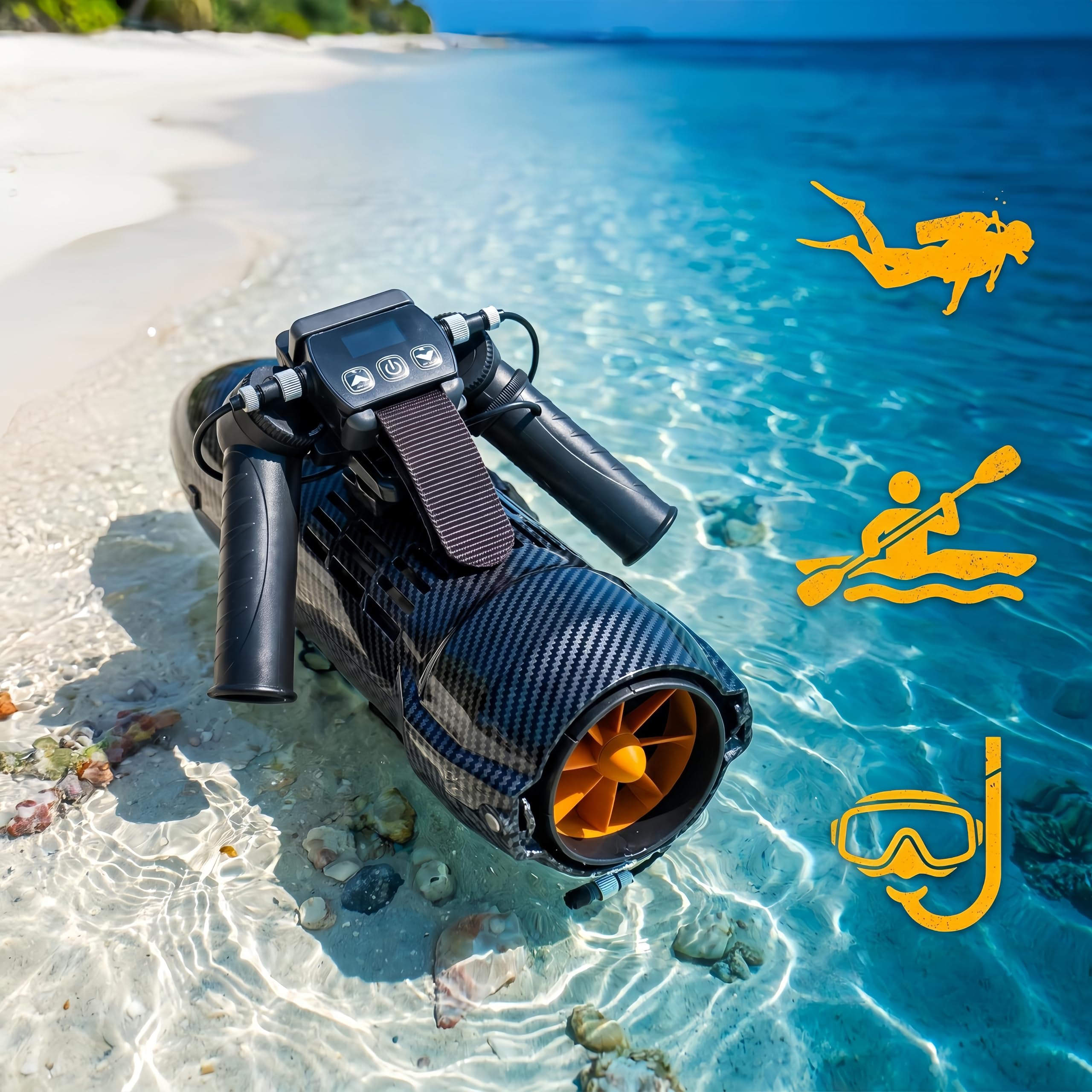 Camolech Aquila Drive CM6-1 - Scooter submarino de batería dual, motor para tabla de remo con 2x4400mAh, propulsor eléctrico de montaje manual/mochila/SUP para buceo, esnórquel en mar, lago y piscina