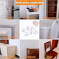 Vista 5 de Tope de puerta más fuerte (6 unidades, 1.97 pulgadas), protector de pared de goma transparente, autoadhesivo, pomo de pared, protector
