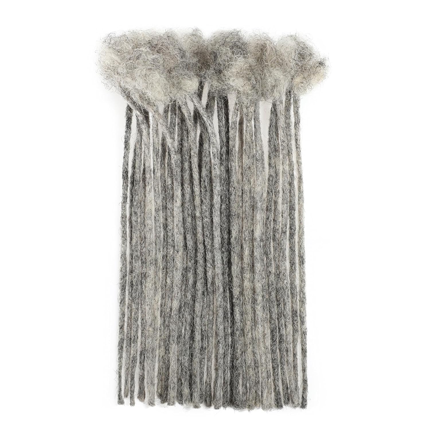 Salt and Pepper Loc Extensions Human Hair 0.2cm 8 Inch 60 Strands Full Handmade 100% Real Human Hair Dreads for Men Women Can Be Dyed