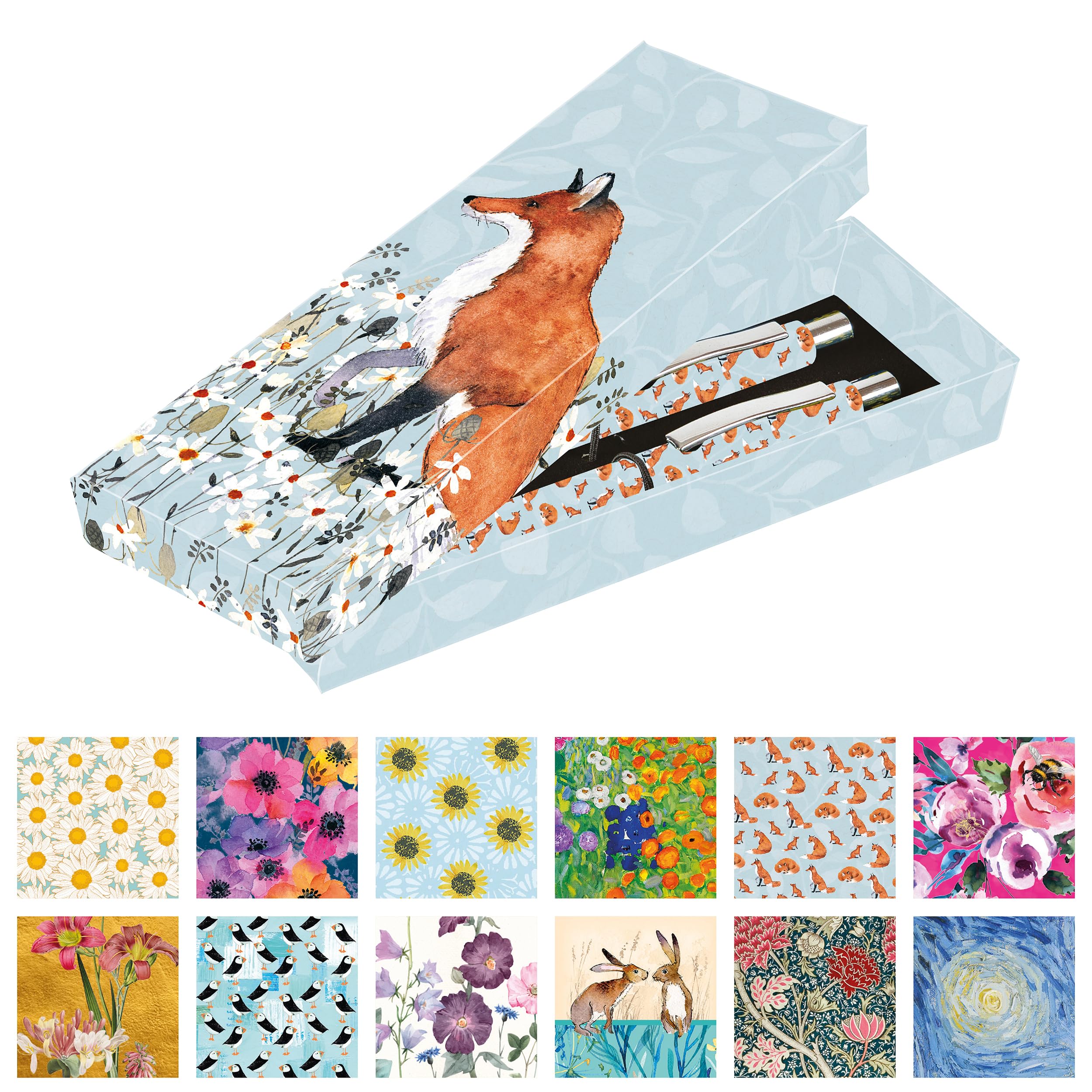 TGSC - Ballpoint Pen Gift Set | Foxy Tales Design | 2-pack Writing Pens For Women | Gift Pen Box | Effortless Writing, Ballpoint Pens - Ladies Pens Gift Boxed | Pretty Pens | Pen Sets For Ladies