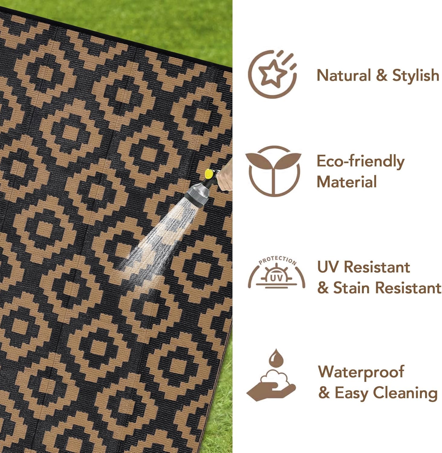 Waterproof Outdoor Rug Reversible Plastic Straw Patio Camping Indoor Mat Carpet - Picture 172 of 234