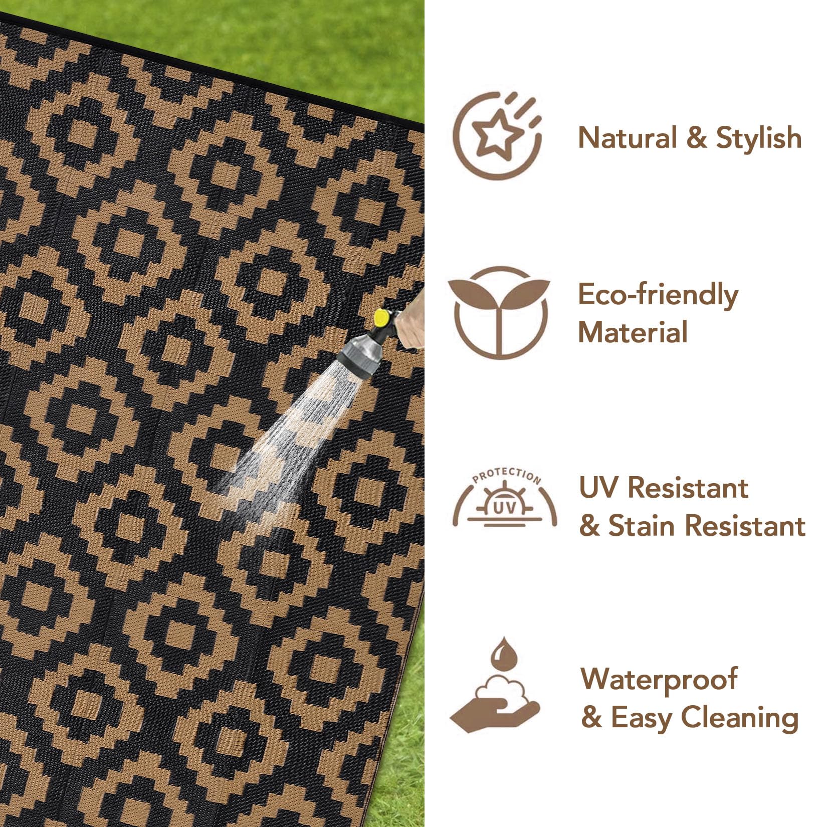 Camping Rug 9x12 MontVoo Outdoor Rug Carpet Waterproof Round 8ft ...