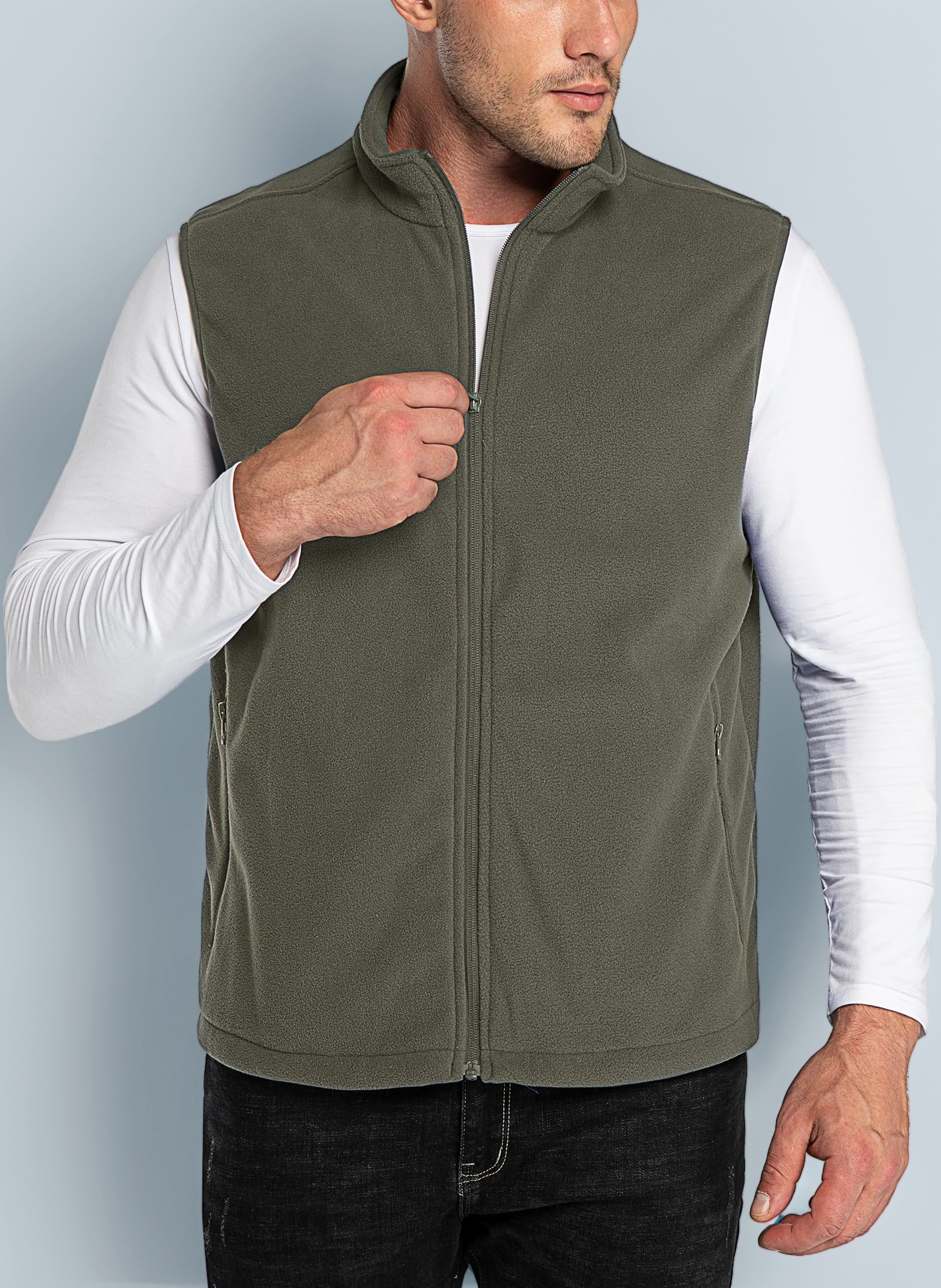 33,000ft Men's Fleece Gilets Lightweight Sleeveless Jacket Vest Windproof Bodywarmer Outerwear Golf Gilet With Zip Pockets for Hiking Cycling Running