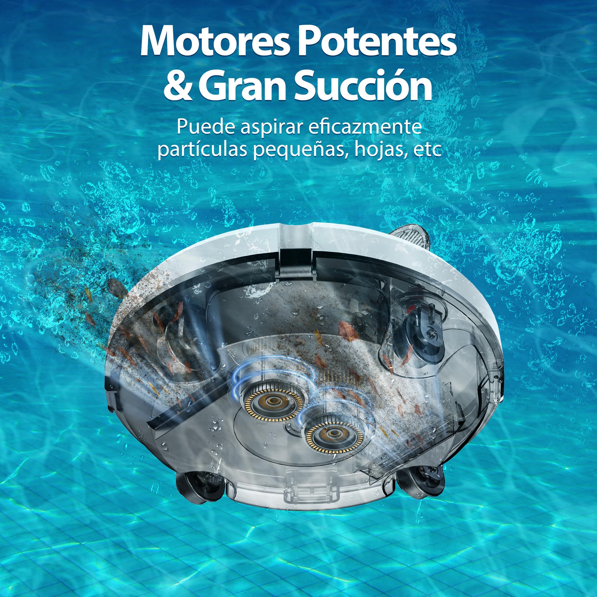 (Nuovo 2026) S1 Robot Limpiafondos Piscina, Batería de Doble Motor, 130Min de Autonomía para Piscinas Elevadas de hasta 120m², Sube Pendientes de 18°, Estacionamiento Auto, Doble Filtración