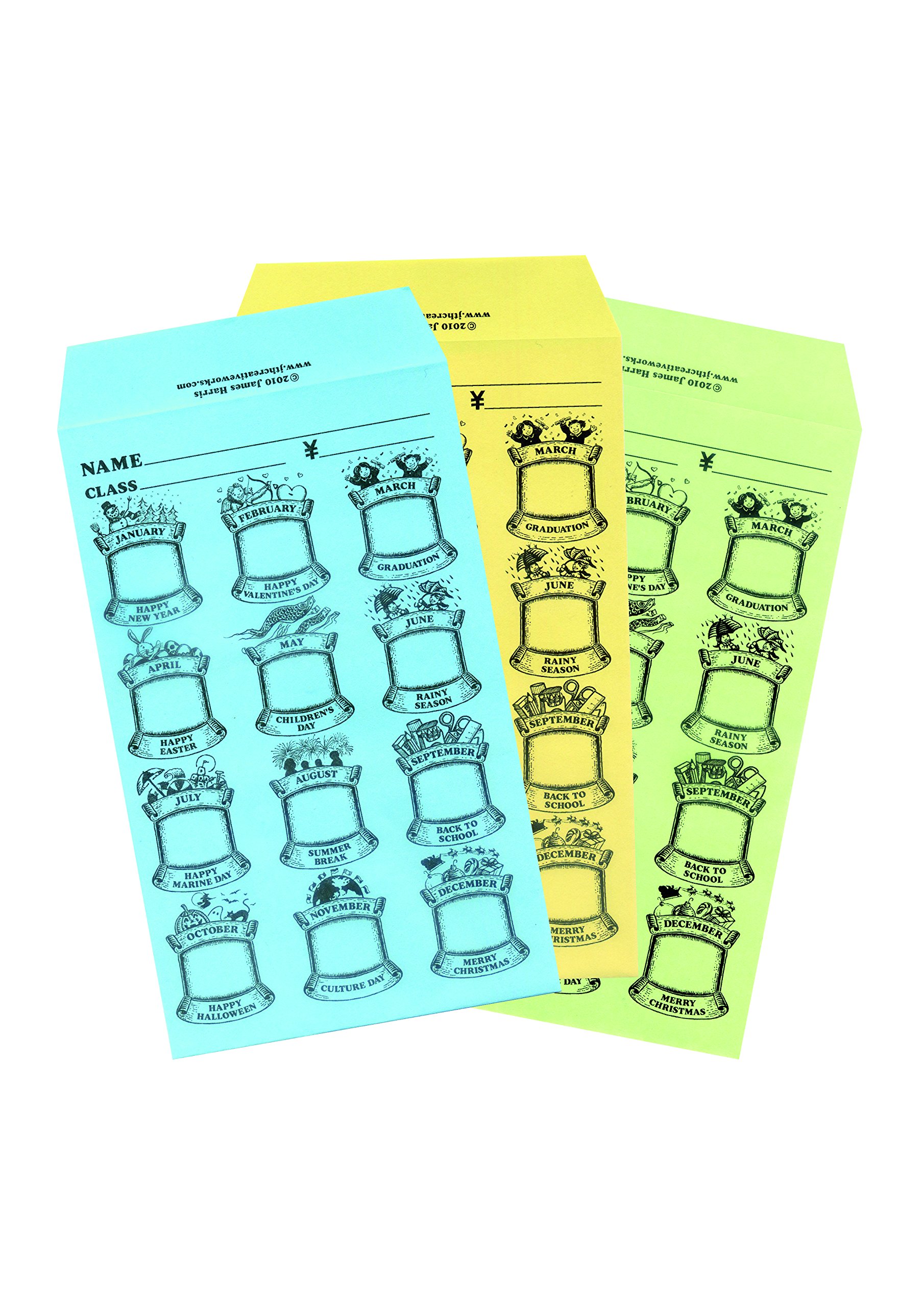 Amazon.co.jp: JTH Creative Works 英語月謝袋 3色セット(グリーン