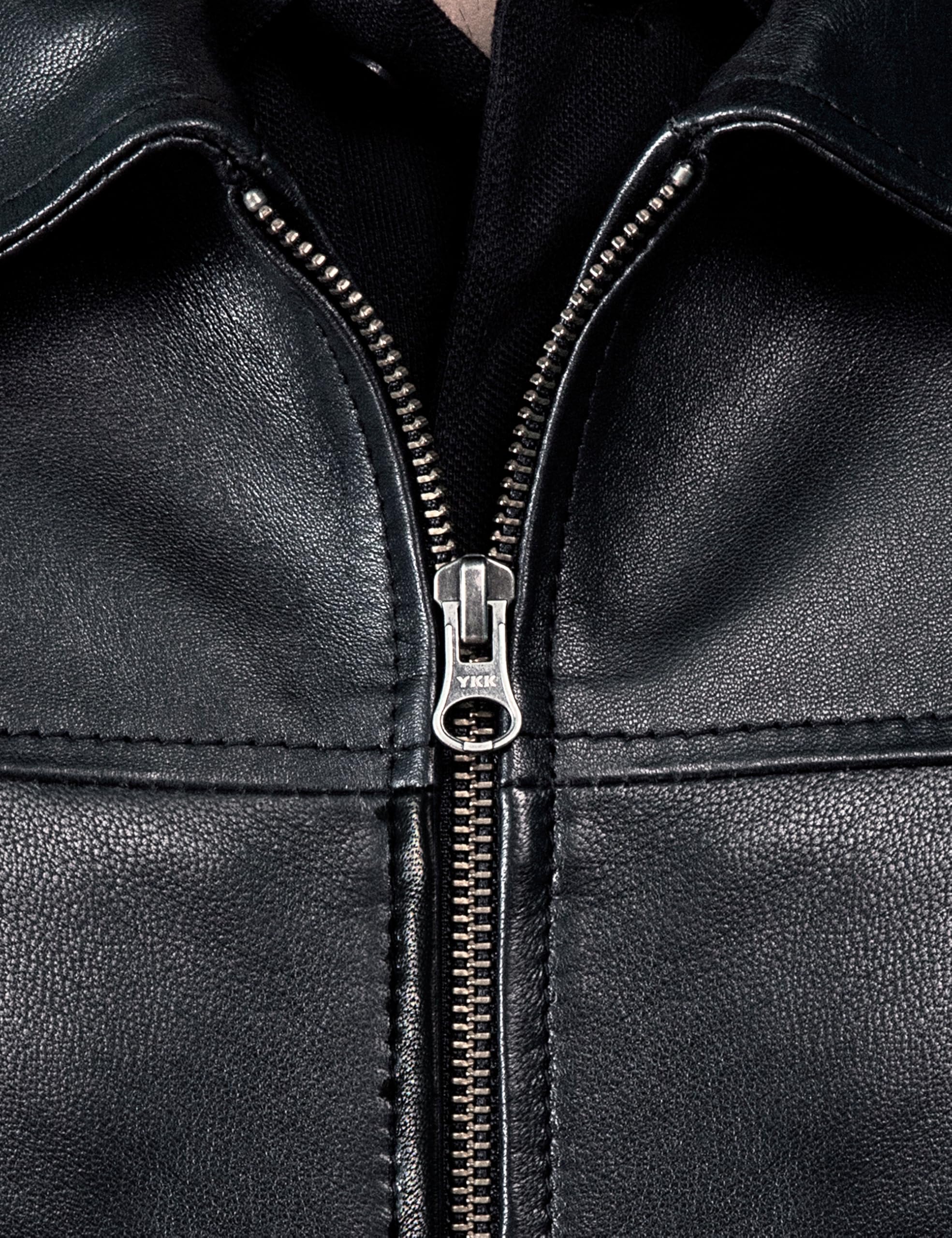 Chaqueta de piel de cordero real para hombre, para un estilo clásico elegante, abrigo de cuero casual, negro, talla XL