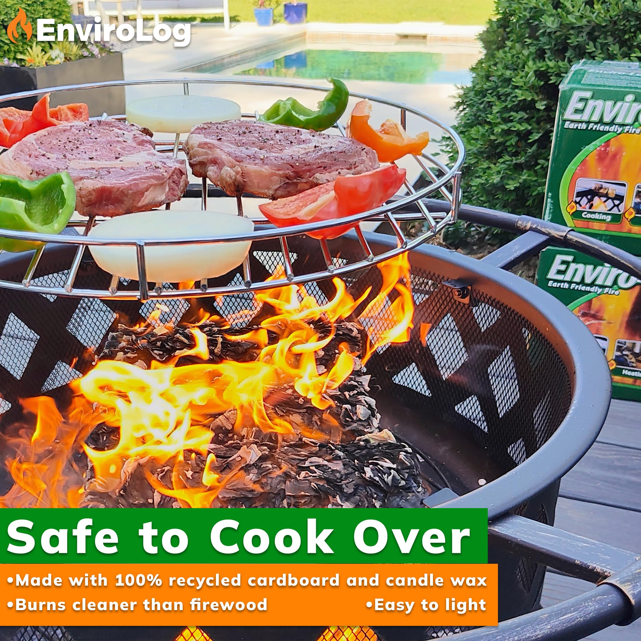 EnviroLog Campfire Pack, 2 Fire Logs, 2 Fire Starters, and 2 Color Flames, for Indoor or Outdoor Fireplace, Fire Pit, Bonfire, and Camping – Safe & Sustainable