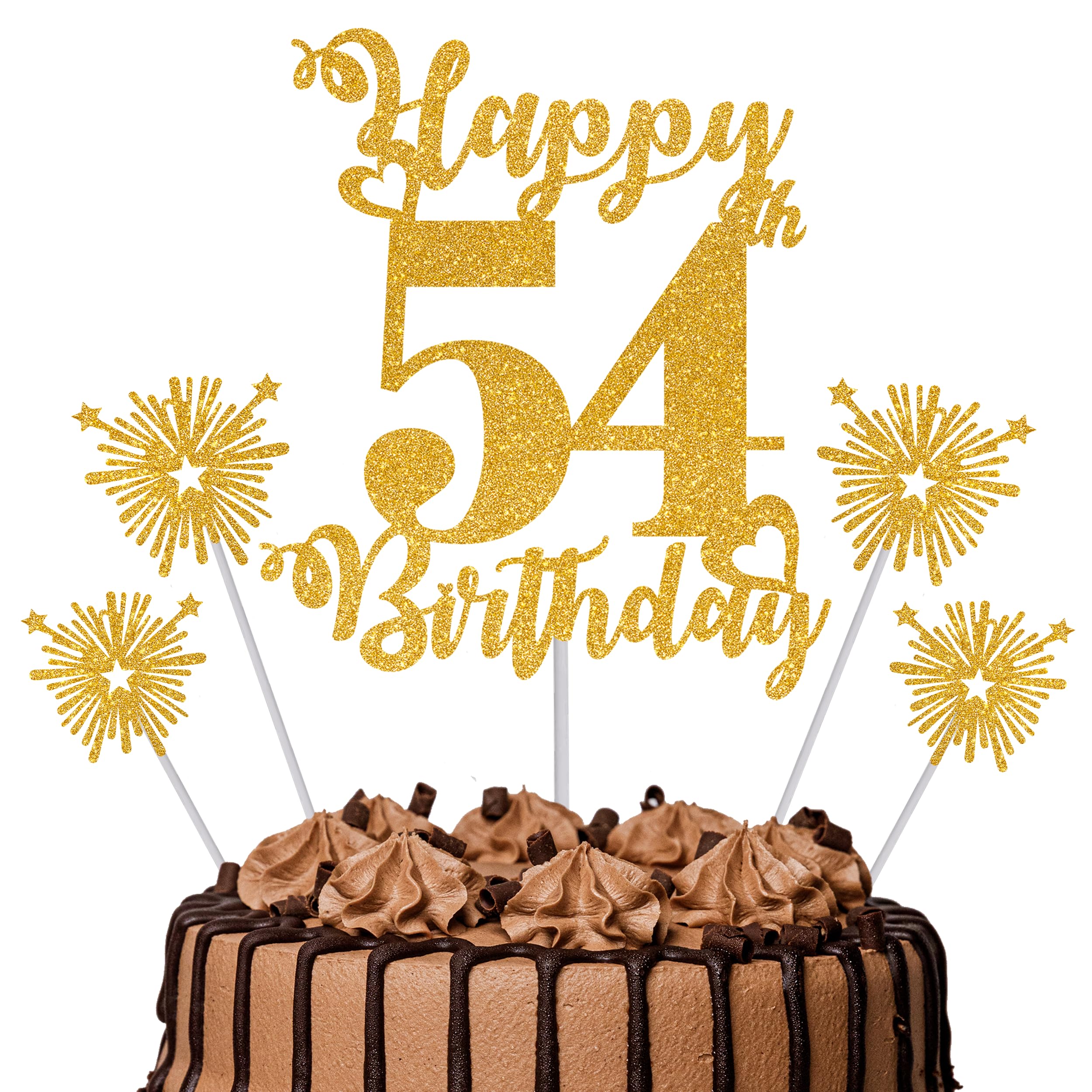 Gold Glitter 96th Birthday Cake Topper Set – 5 Piece Premium Glitter Birthday Decoration & Party Supplies for Men, Women & Kids – 96th Birthday — view 23