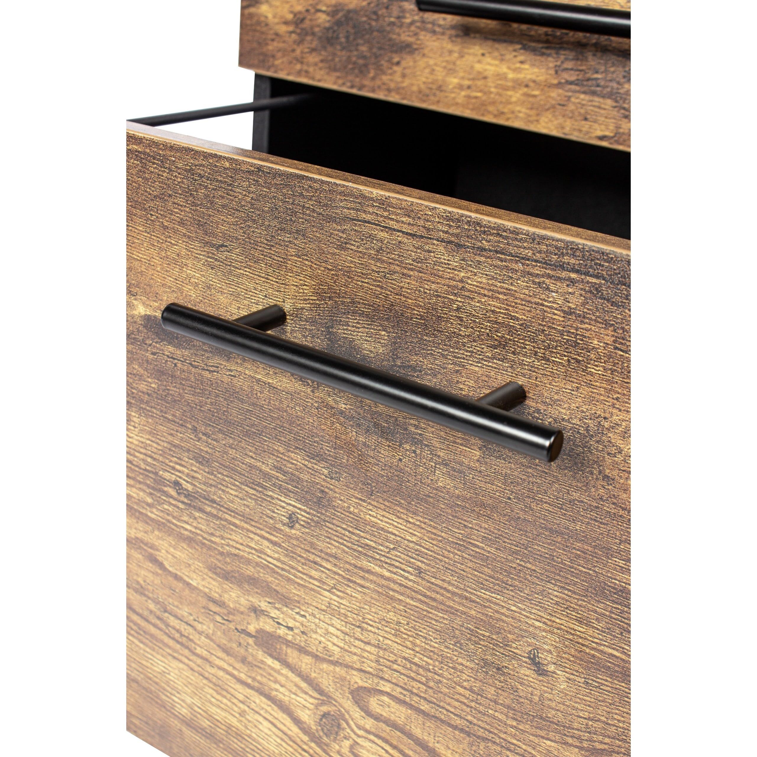 Relaxdays Contenitore su Ruote con 3 cassetti, Supporto per cartelle sospese, 57,5x40x40 cm, Nero/Marrone