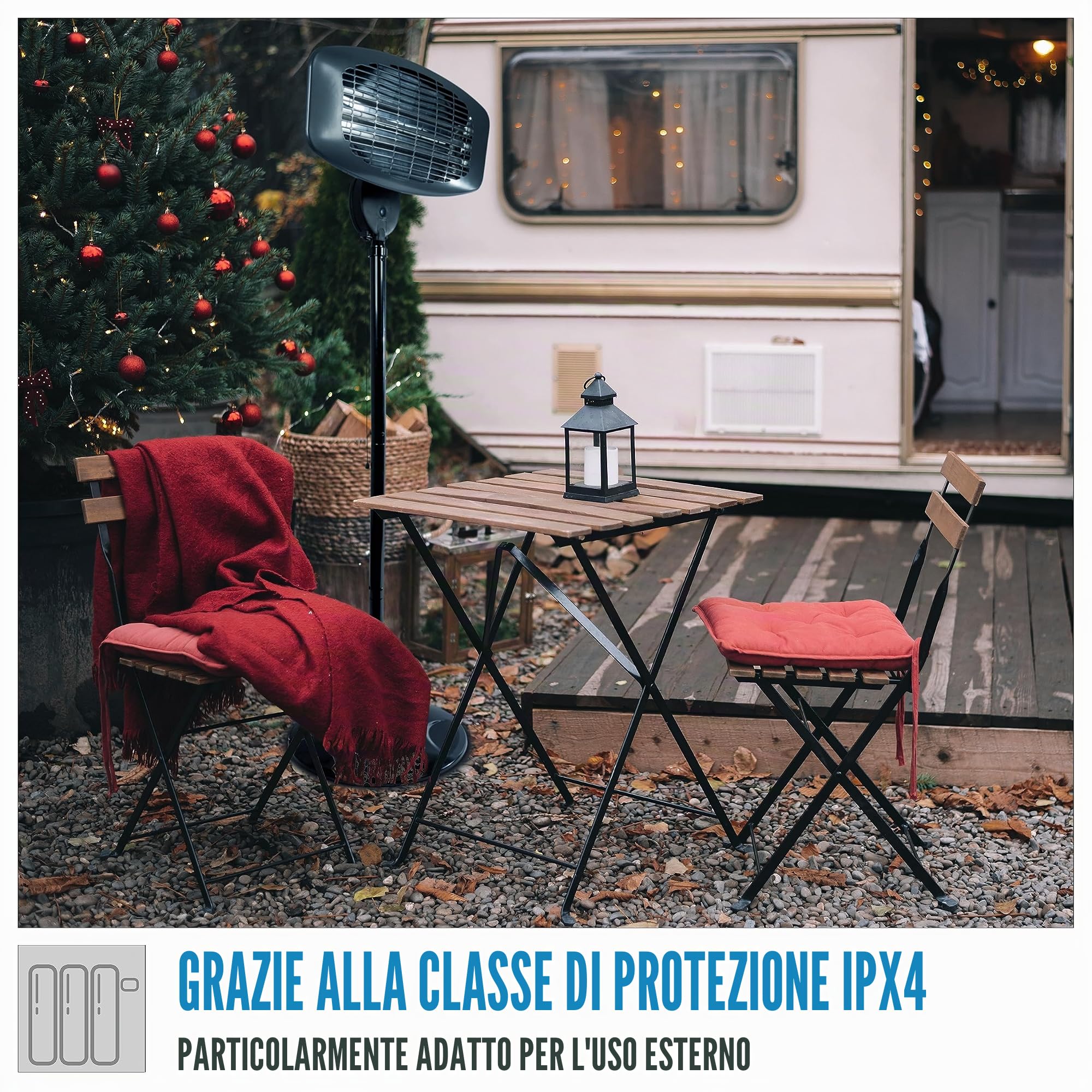 Güde Stufa a infrarossi GIH 2000 (potenza di riscaldamento 2000 W, 3 livelli di riscaldamento (650/1035/2000 W), 15 m³ max. capacità di riscaldamento ambiente, elementi riscaldanti al quarzo, grande