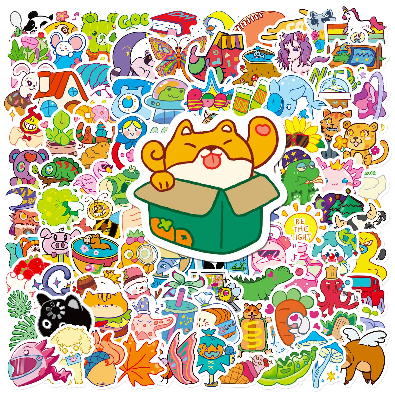 200 PCS Water Bottle Stickers, Waterproof Vinyl Sticker Set for Phone, Laptops, Skateboard and Guitar, Cute Aesthetic Stickers for Teens Girls Kids