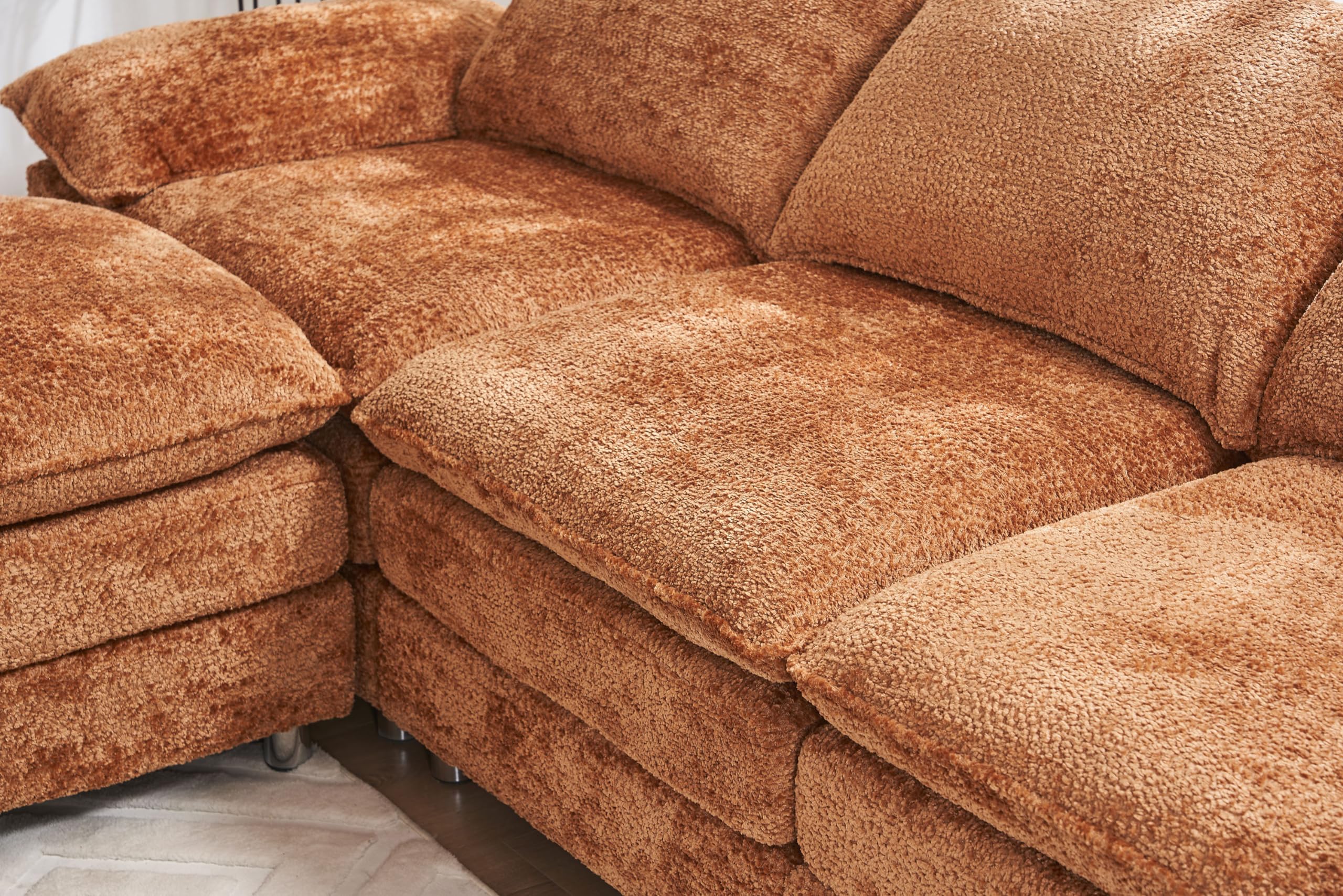 Sofá modular moderno de 102.6 pulgadas para sala de estar, sofá en forma de L con otomana, sofá tapizado de 3 plazas, sofá de lujo de asiento profundo de tela para apartamento, oficina, color