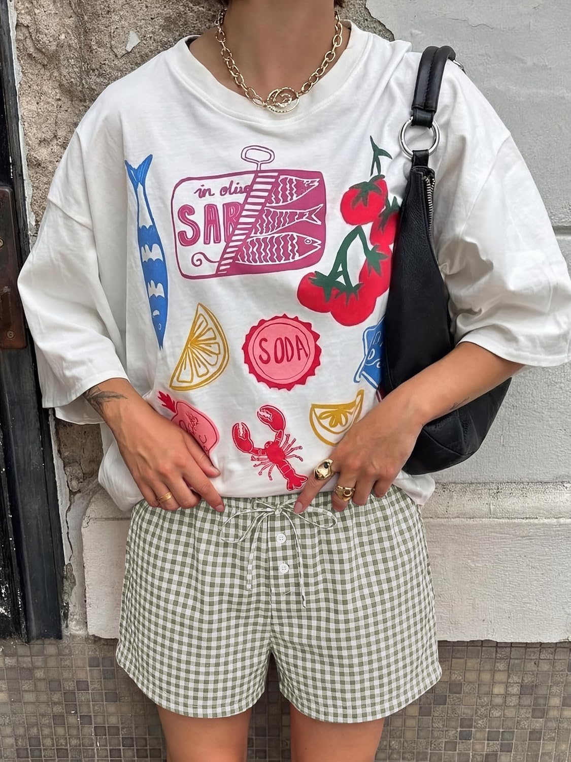 ANRABESS Women's Boxer Shorts Summer Gingham Striped Drawstring Pajama Lounge Shorts With Pockets Trendy Cute Beach Bottoms - Image 6