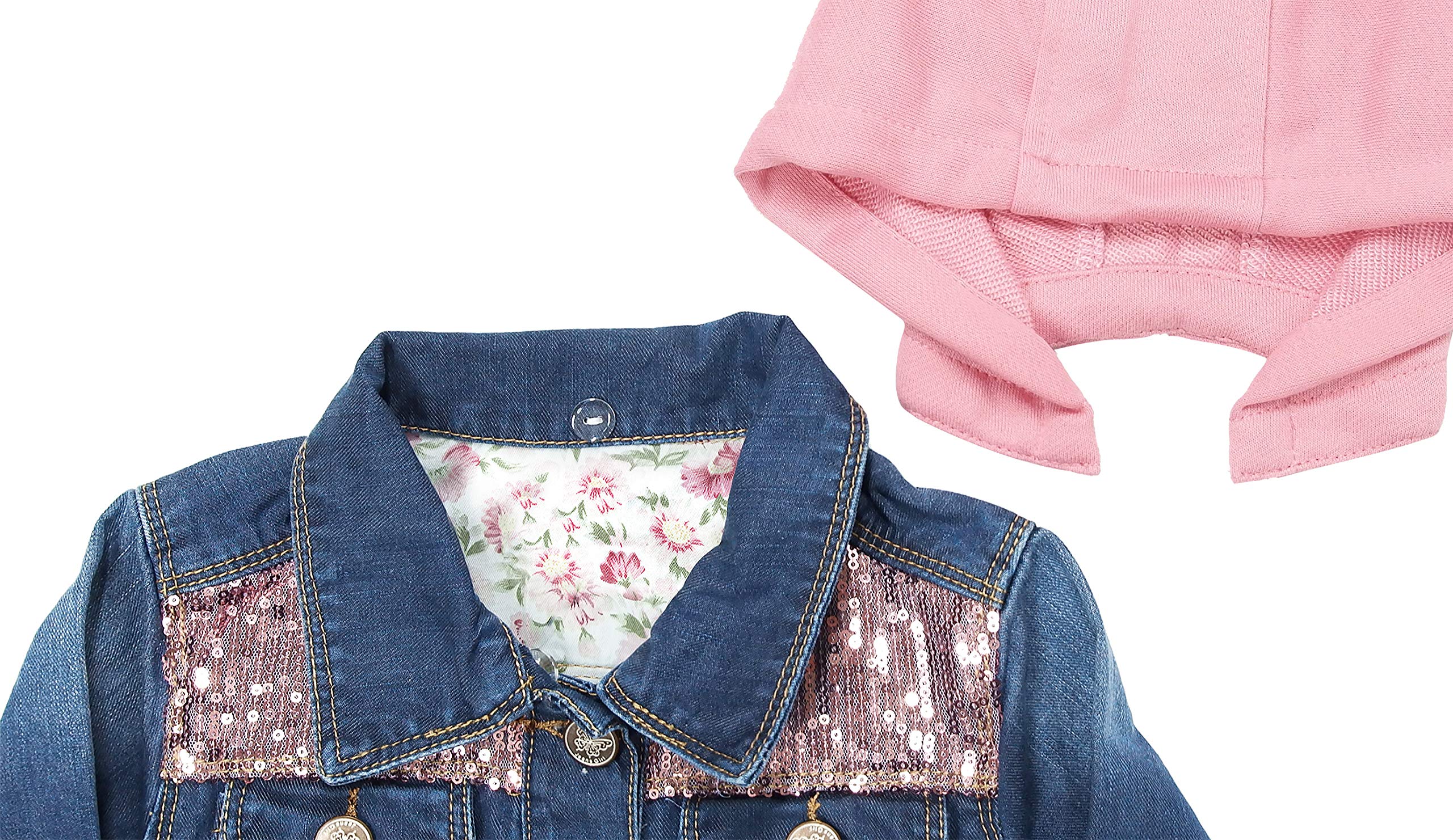 KIDSCOOL SPACE Petite Fille Jean Veste,Tenues En Jean Brodé De Fleurs
