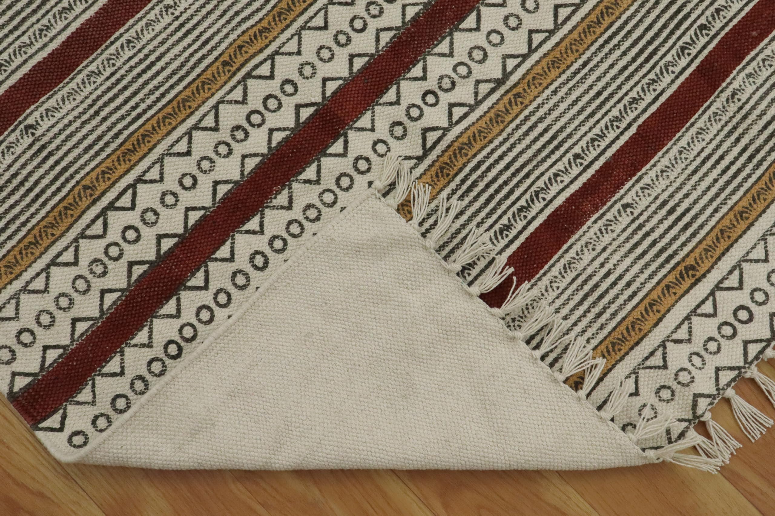 Kelim-Läufer, 2 x 10 Baumwollteppich, braun und schwarz, flach gewebt, 0,19 Zoll, weicher, leicht waschbarer Teppich für drinnen und draußen, Läuferteppiche für Flure, Treppen, Korridore