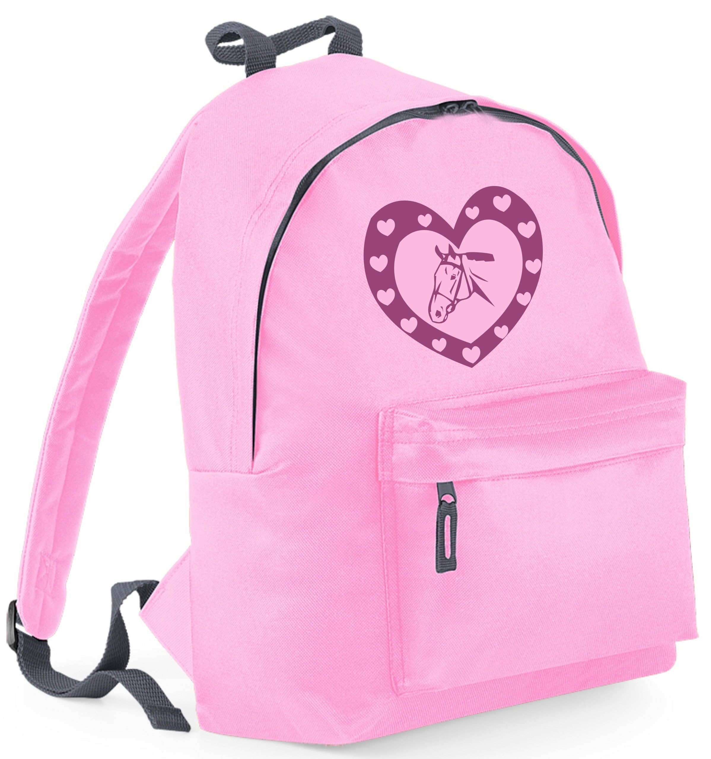 Edward Sinclair Pale Pink Glitter Horse & Hearts' School Backpack With Pink Glitter Print