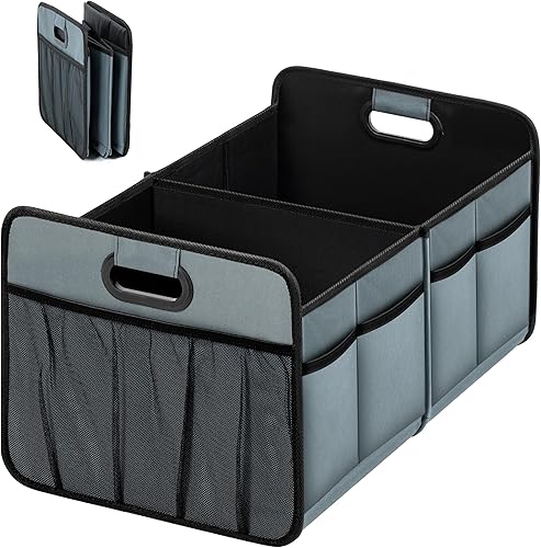 Miniatura 11 de Simple Deluxe Organizador de maletero para coche/SUV, plegable 600D impermeable poliéster Oxford 50L, 2 compartimentos, accesorios de viaje Negro