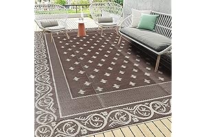 Pauwer 9'x12' Reversible Outdoor Rug: Durable Patio Rug for Outdoor Living