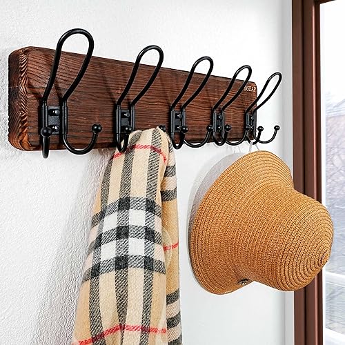 Miniatura 2 de Dseap Perchero para colgar en la pared, resistente, rústico, con 5 ganchos de alambre para ropa, sombrero, chaqueta, toalla, RusticWire, J1-5A,