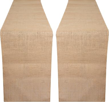 RAJRANG Jute Table Runner Long Burlap Roll Fabric for Party Dining Room Kitchen Wedding Fall Decoration Natural, L-108 X W-12