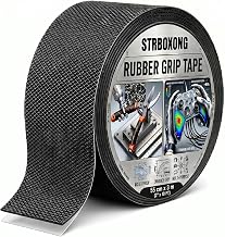 STRBOXONG Wide Rubber Grip Tape, 50mm x 3m Anti Slip Tape for Stairs, Heavy Duty Non Slip Rubber Tape Self Adhesive Strip, Waterproof Black Grip Wrap for Wide Handles & Industrial Tools