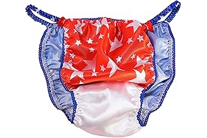 Adult Sissy Panties: Red, White, and Blue Satin String Bikini
