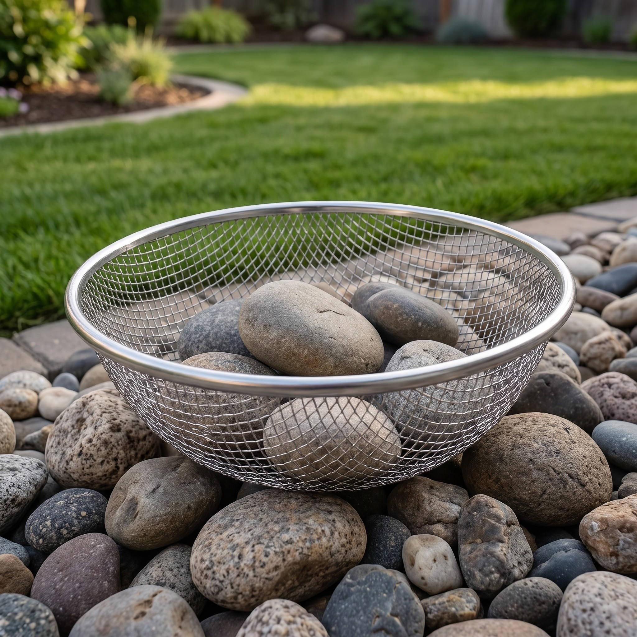 Luxshiny 3 Pièces Tamis de Jardin en Fer Galvanisé 30x30 Cm Maille Renforcée pour Tamiser Sable et Terre, pour Culture de Semis en Extérieur