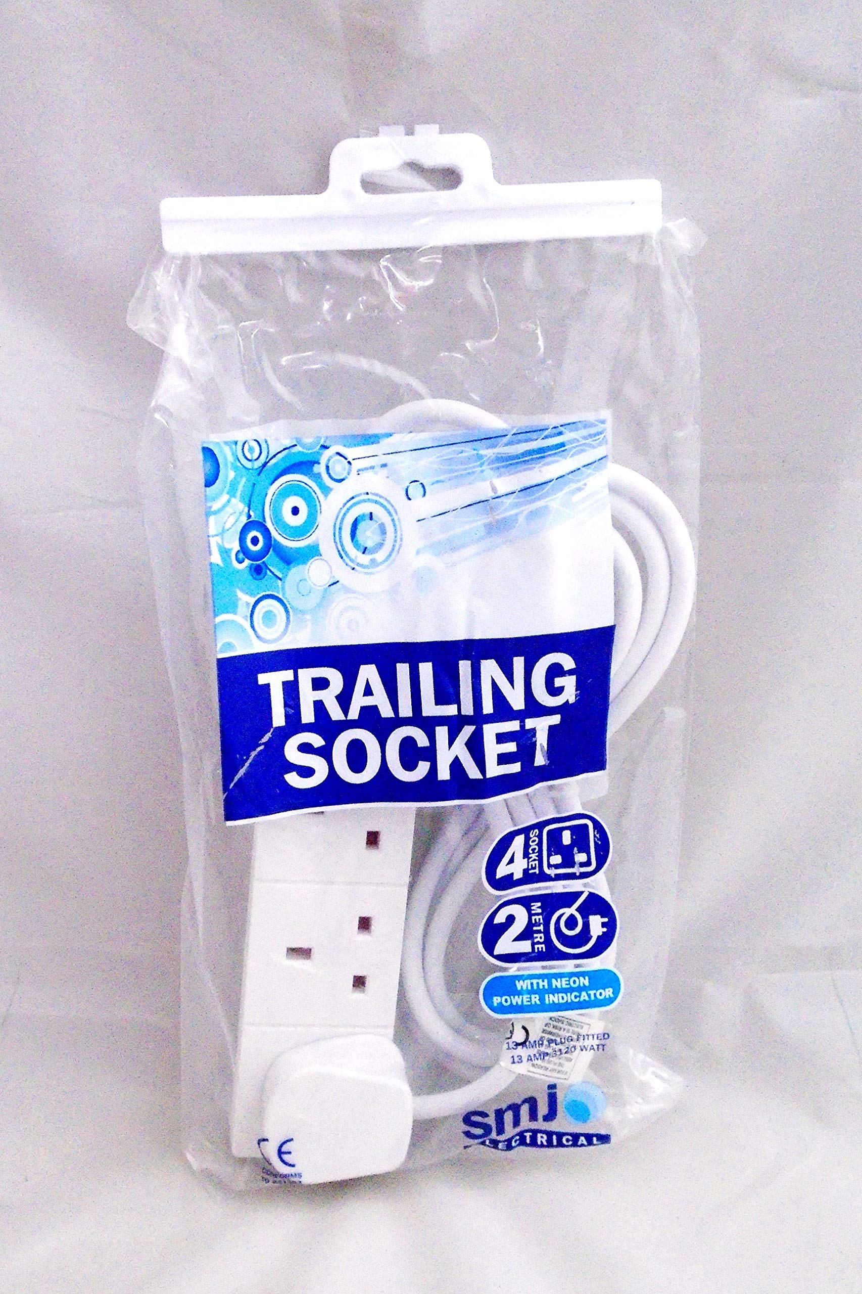 Smj F4W2Mp Extension Lead 4Way 13A 2M Neon
