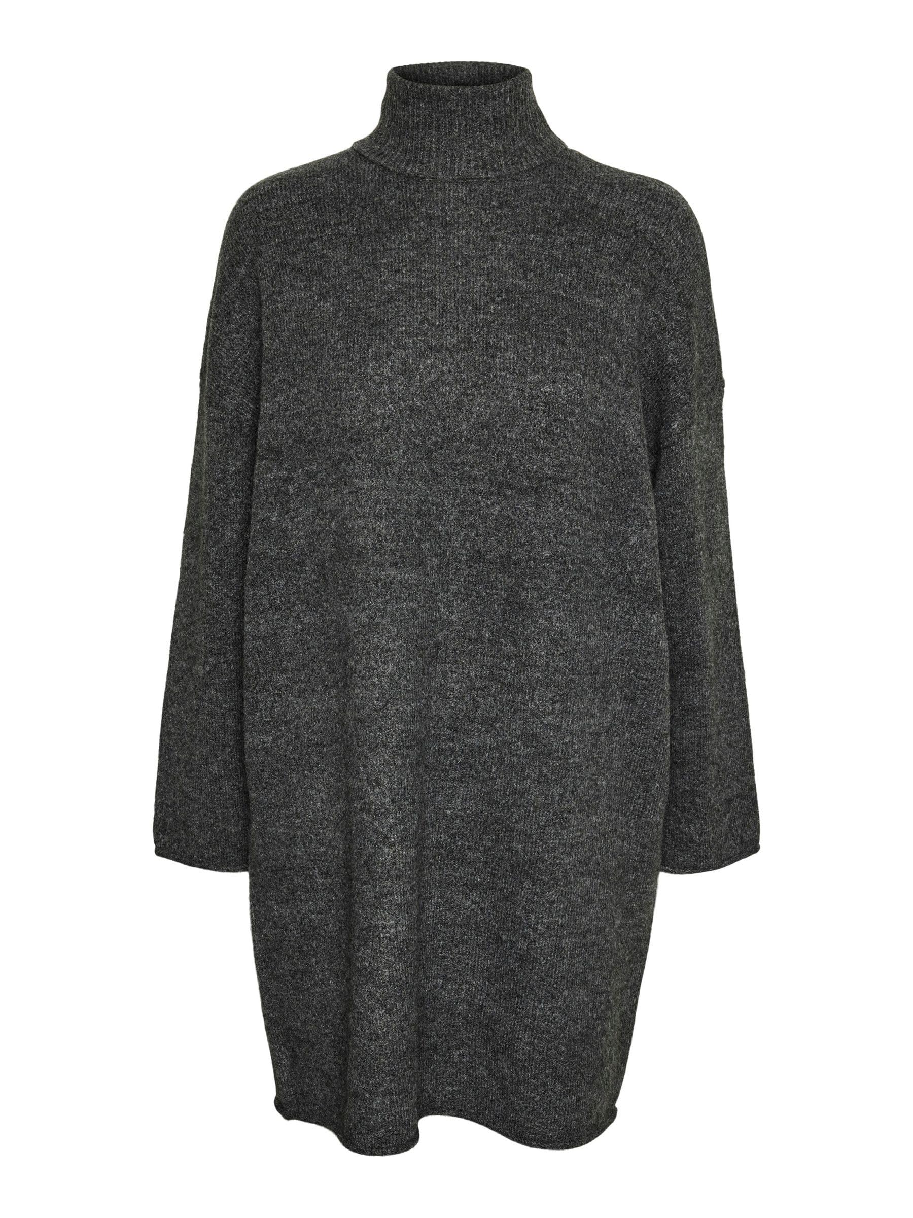 VERO MODA Women's Vmgemma LS Rollneck Knit Dress VMA Noos Jumper Dress, Dark Grey Blend, S