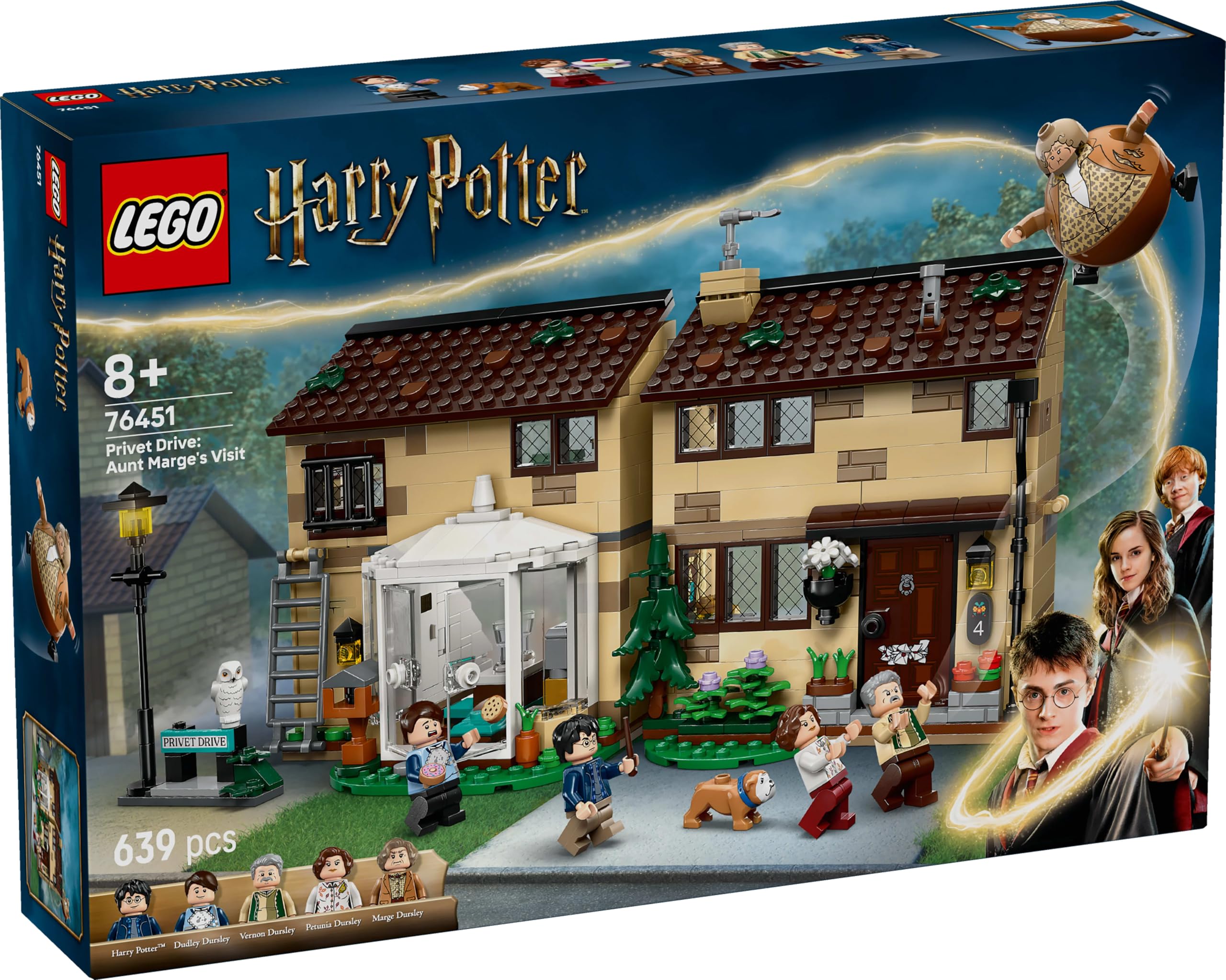 LEGO Harry Potter Privet Drive: Wizyta ciotki Marge 76451 | Domek z klocków, zabawna dekoracja do pokoju, prezent dla fana Harry’ego Pottera 8+, zestaw klocków dla dzieci, 639 elementów