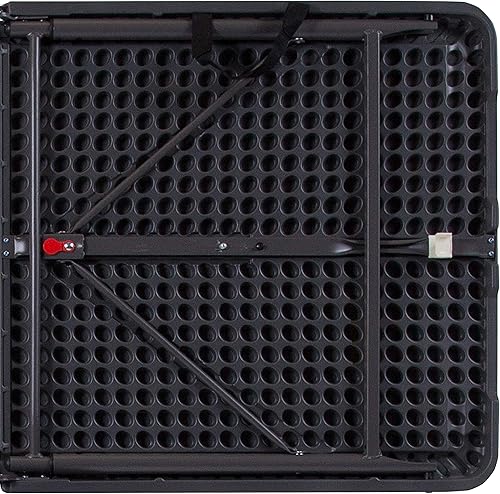 Miniatura 9 de EMMA + OLIVER Mesa plegable de plástico marrón biplegable ajustable de altura de 4 pies con asa