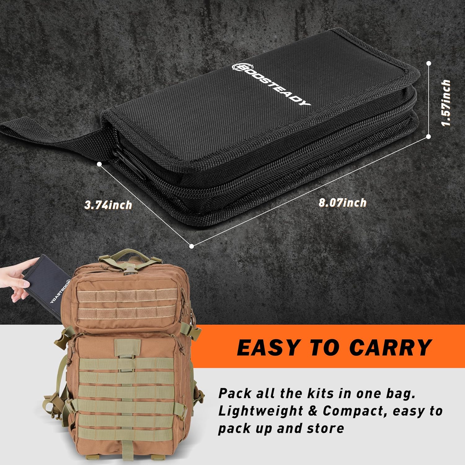 BOOSTEADY Gun Cleaning Brush & Hook Kit in Zippered Organizer Carry Case (8 Pieces) - Double End Brass Steel Nylon Bristle Brushes & Metal Polymer Hooks : Sports & Outdoors