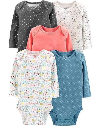 Simple Joys por Carter's conjunto de 5 pijamas de manga larga para bebés niñas