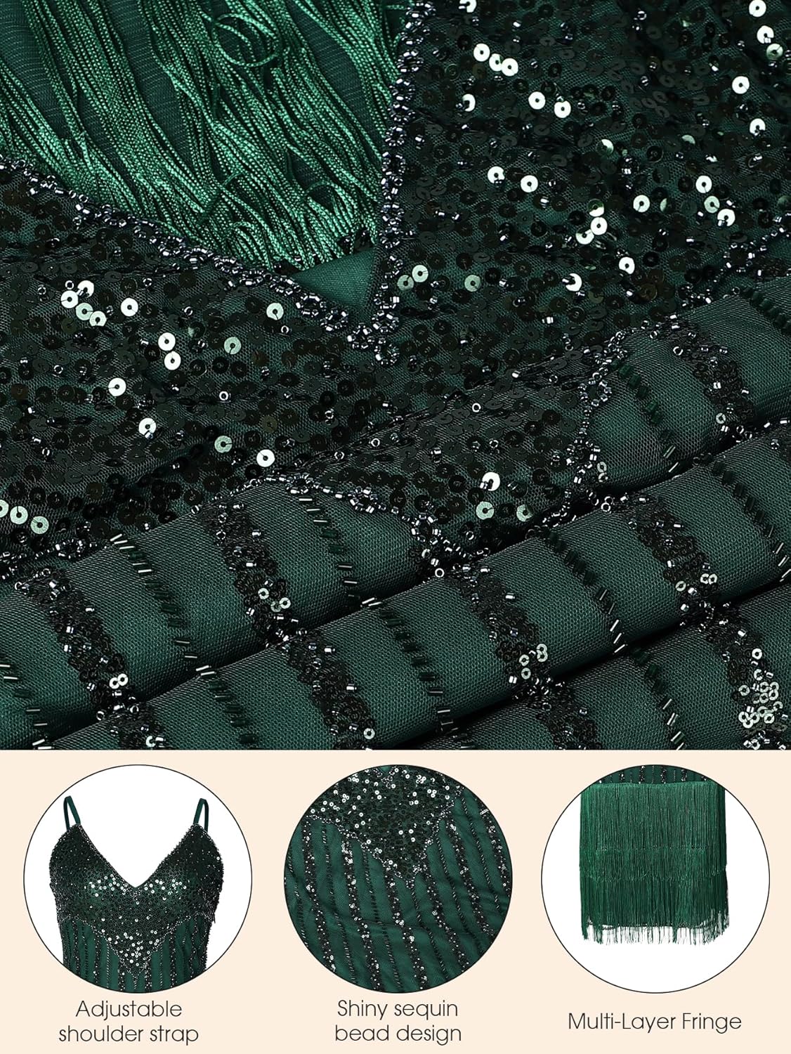 Women's Flapper Dresses 1920s,Great Gatsby Dresses Sequin Fringe Cocktail Dress Roaring 20s Dress for Harlem Nights - Image 4