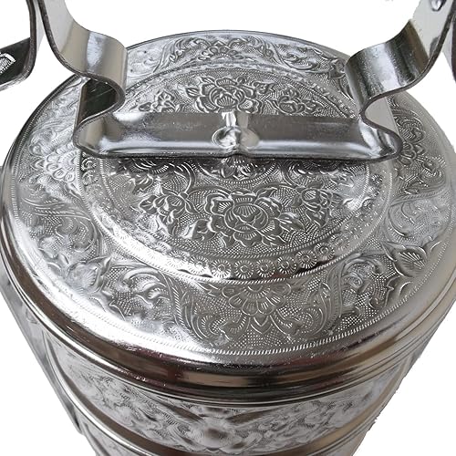 Miniatura 2 de Caja de aluminio del portador de la comida de Tiffin de la grada 4estilo budista tailandés del cuenco del arroz