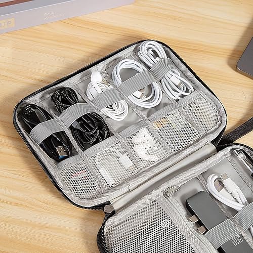 Miniatura 7 de Organizador electrónico, organizador de cables portátil, bolsa de almacenamiento electrónico impermeable de viaje, para cables USB, cargadores,