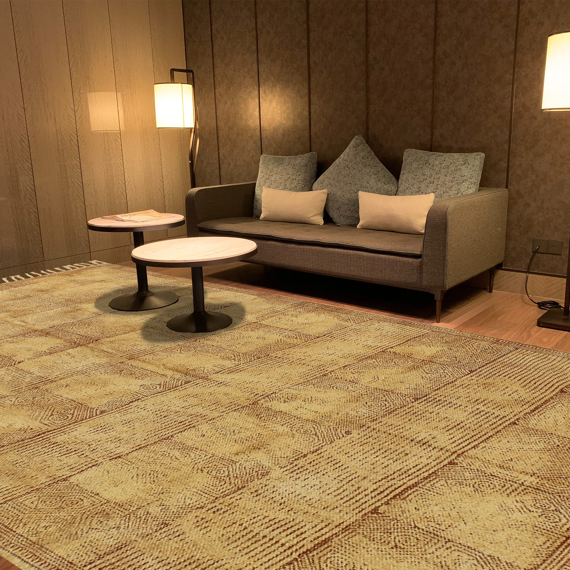 Tapis géométrique en coton anti-poussière et facile à laver