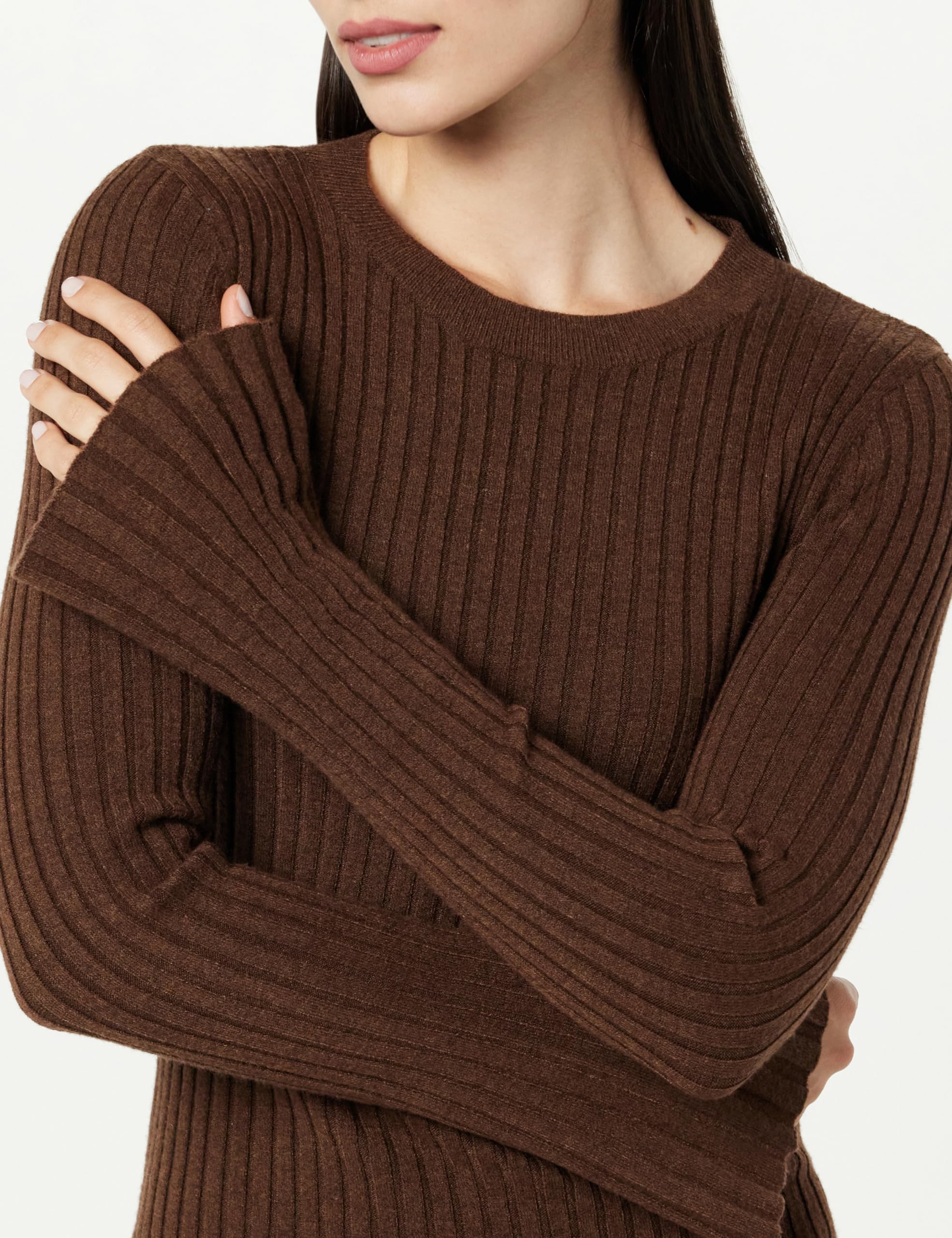 The Drop Vestito da Donna, Fernanda, in Maglia a Costine, con Maniche a Campana