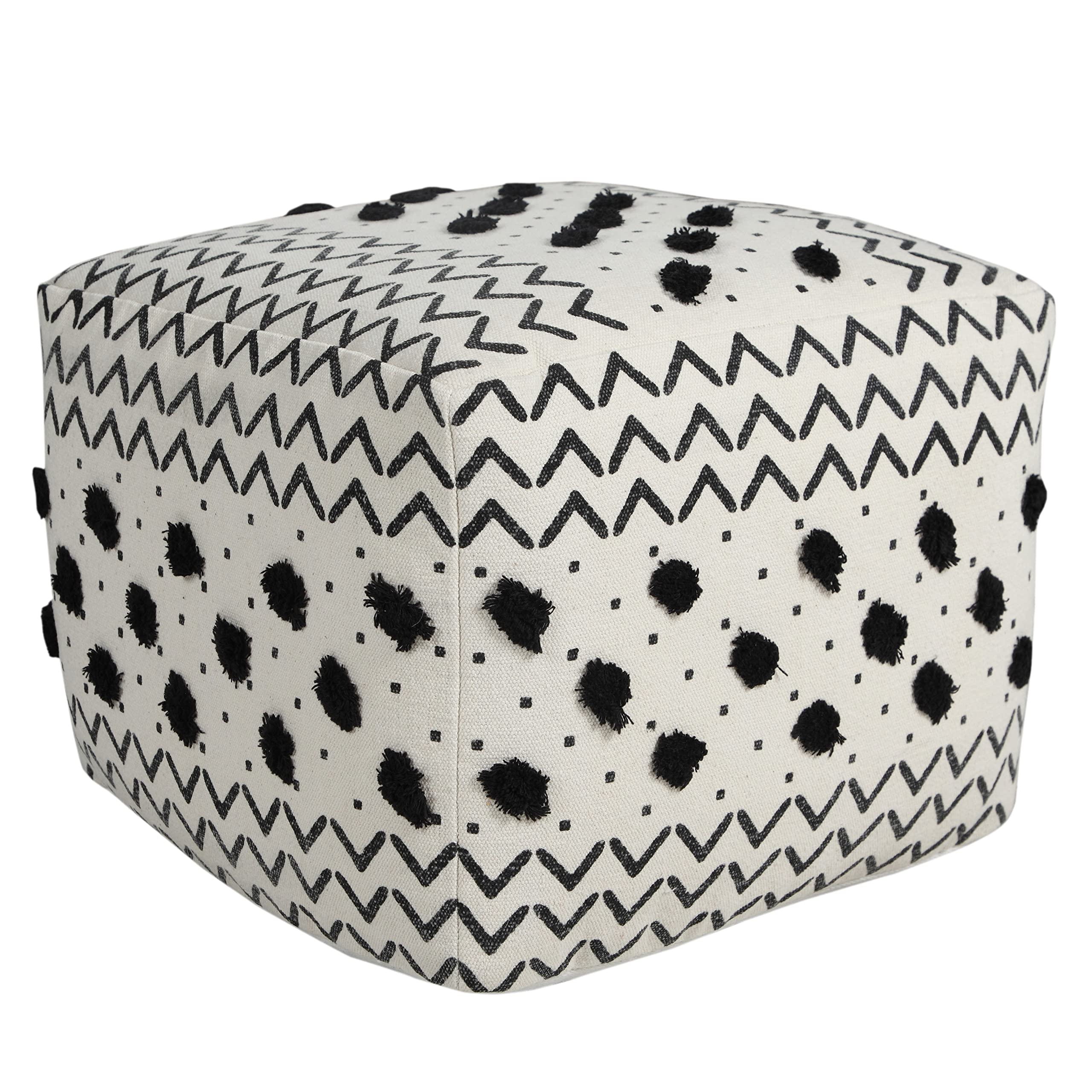 Trade AM Ox Bay White/Black Chevron Pouf